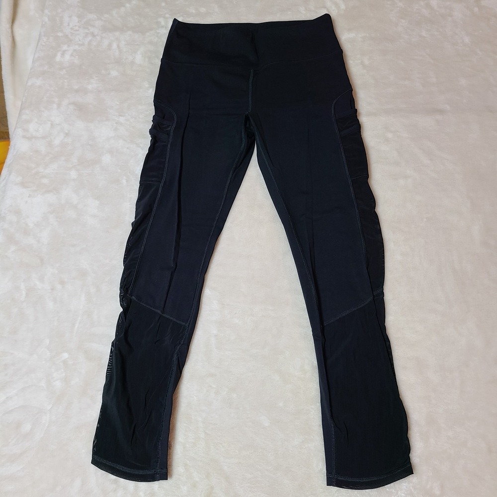 Savvi Leggings Pockets Sheer Wm M Black Compression Casual Athletic Running Gym